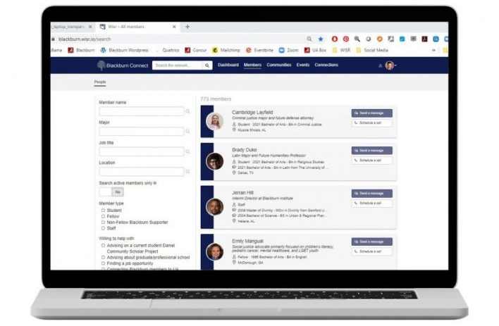 Laptop showing Blackburn Connect