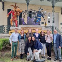 Students in front of Mardi Gras Museum
